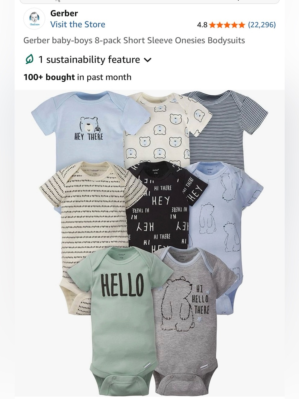 Gerber Short Sleeve Onesies - set of 8